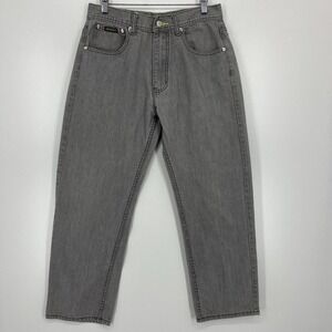Akademiks Mens Grey Straight Leg Denim Jeans Grey Wash Size 34x32 Streetwear
